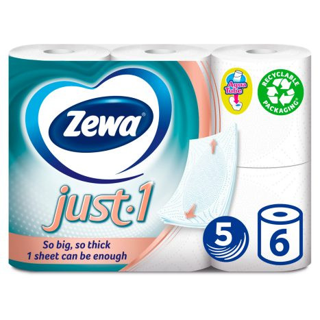 Zewa Just1 5 rétegű toalettpapír 6 tekercs