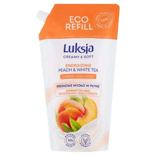 Luksja Creamy & Soft folyékony szappan energizáló barackkal és fehér teával - 900 ml