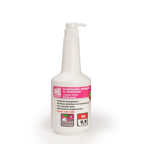 Fertőtlenítős mosogató- és tisztítószer adagoló flakon pumpával 750ml (üres)