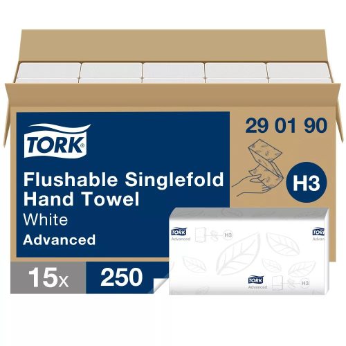  Tork Singlefold toalettbe dobható hajtogatott kéztörlő - 290190, 2r, 15 csomag/krt, 23x23cm
