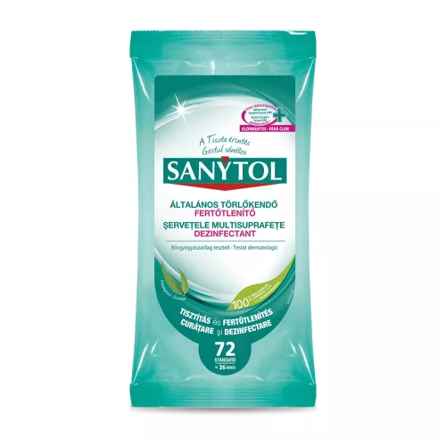 Sanytol Fertőtlenítő Törlőkendő - 72 db