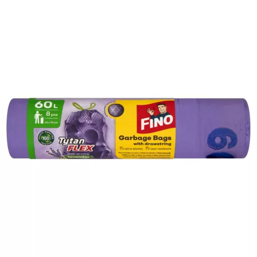 Fino Tytan Flex szemeteszsák önzáró szalaggal levendula illattal 60l, 8db/tek.