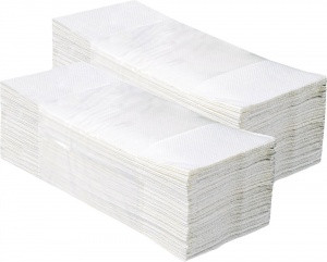Fehér, egyrétegű kéztörlő papír