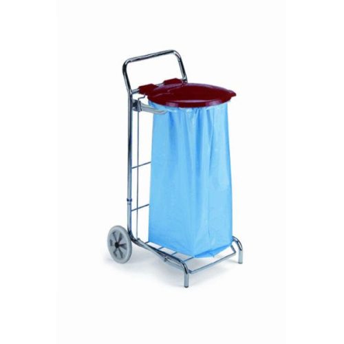 Hulladékgyüjtő kocsi 2 kerékkel, piros fedéllel, pedállal, 120L-es