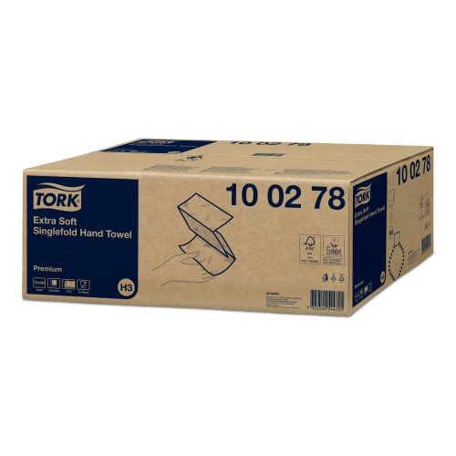 Tork Prémium Extra Soft Z hajtogatott kéztörlő, Extra fehér - Tork 100278 (15 csom./krt.)