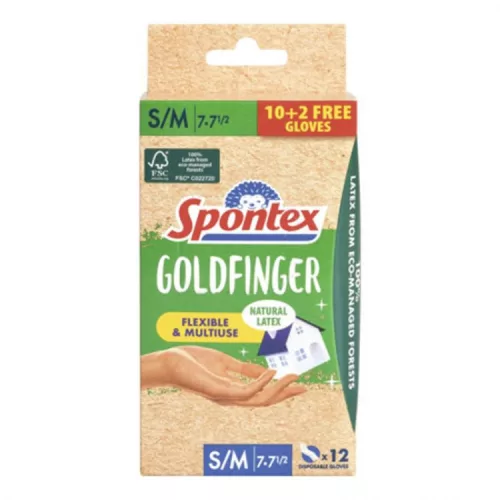Spontex Goldfinger egyszerhasználatos gumikesztyű - S/M 10+2db